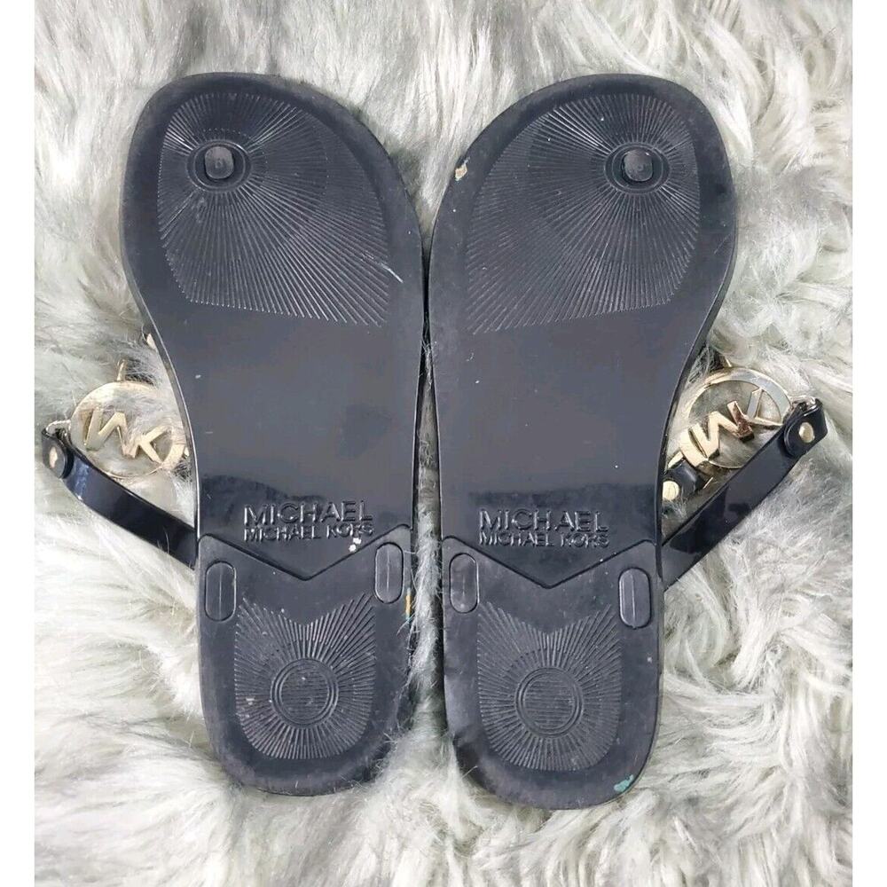 Michael Kors Women's Size 8 leather Thong Flip-Flop Slip On Black Logo Sandals - Picture 14 of 14